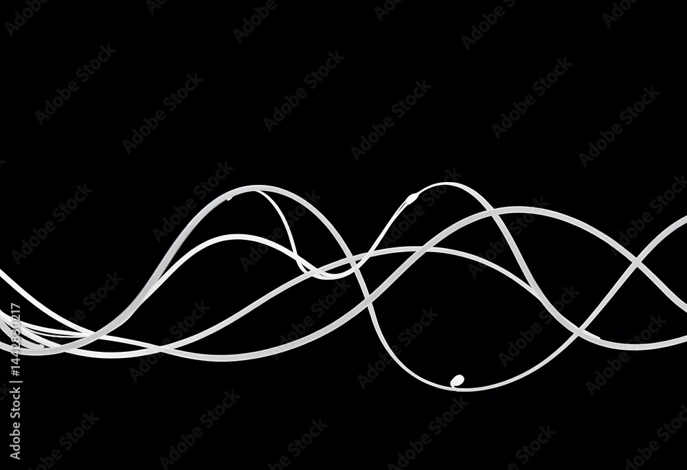 Poster abstract white lines on black, flowing elegance, minimalist design. graceful curves create a modern 