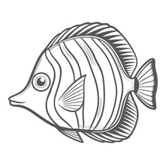 Teardrop Butterflyfish Outline Illustration elegant