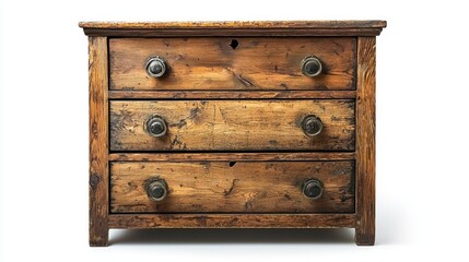 Antique wooden drawers isolated on white background