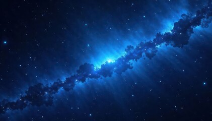 Radiant blue comet streaks across inky black, stars scattered , art, dark, celestial
