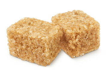 brown sugar cubes isolated on white background