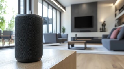 Modern Smart Speaker in a Stylish Living Room