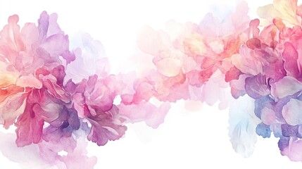 Fototapeta premium Pastel watercolor flower blossoms, abstract floral design.