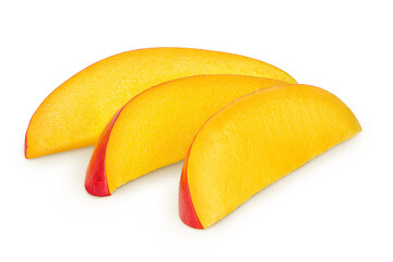 mango slices isolated on white background with full depth of field