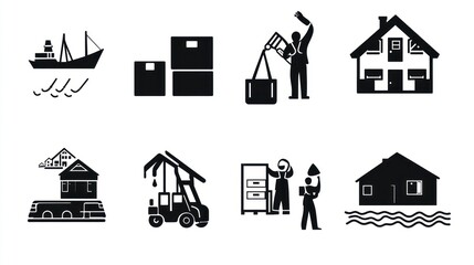 Moving Home Icons Set