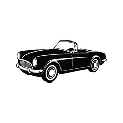 Car Silhouette Vector Illustration, Black Side View Modern Vehicle Clipart, Transportation Graphic.