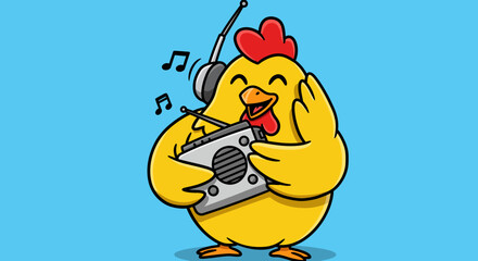 Groovy Chick DJing with Headphones and Turntable