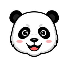 Joyful Panda Face Close Up Cartoon Illustration