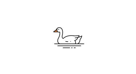 Simple Line Drawing of a Profile Duck