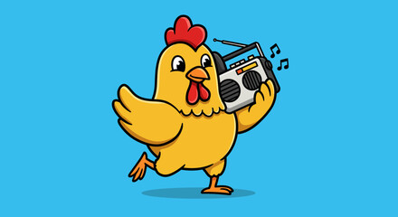 Animated Yellow Chicken in a Running Pose