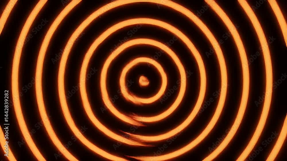 Poster abstract orange circular neon pattern animation