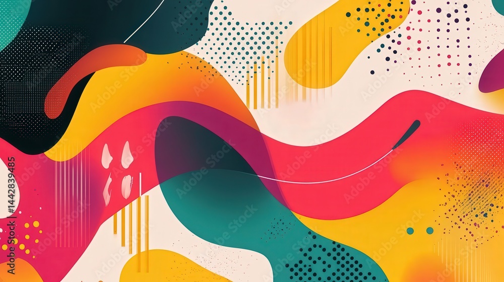 Aufkleber a vibrant and dynamic abstract background, featuring bright colors and fluid shapes that blend seaml