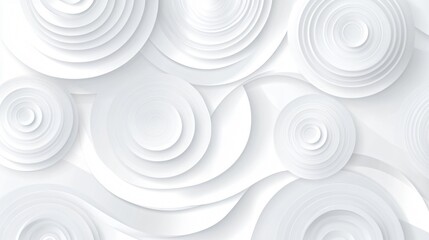 Overlapping gray circular elements on a dynamic abstract background in soft gray and white made with Generative AI technology