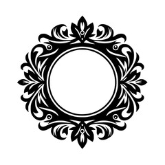 Elegant Black Ornamental Round Frame Border Design Element. Vintage Classic Floral Silhouette Isolated on White Background.