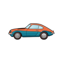 Vintage Sports Car Vector Illustration, Classic Retro Automobile Design, Old Muscle Vehicle Isolated on White