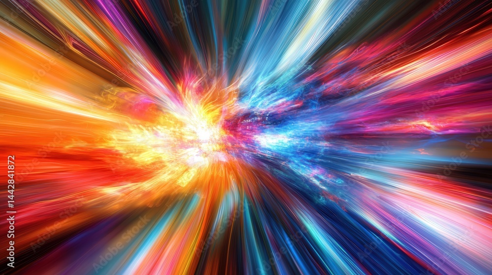 Poster a vibrant modern abstract background, blending bright colors with dynamic shapes that create a visua