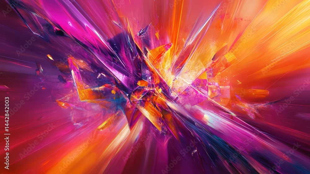 Poster a vibrant modern abstract background, blending bright colors with dynamic shapes that create a visua