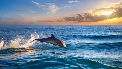 Fototapeta premium a dolphin leaping out of the ocean dolphins leaps and plays in the ocean waves