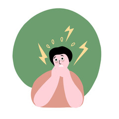 vector illustration of anxious and stressed person