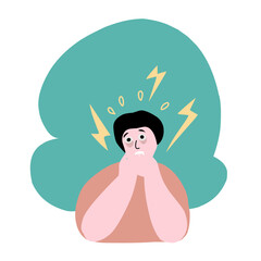 vector illustration of anxious and stressed person