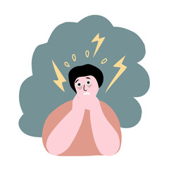 vector illustration of anxious and stressed person