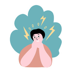 vector illustration of anxious and stressed person