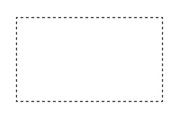 Rectangular shape with dashed cut here line for coupon, discount, sale ticket. Dashed rectangle frame isolated on white background. Vector outline illustration.