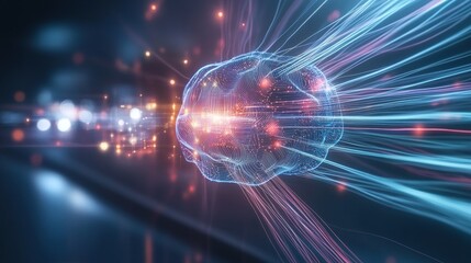 Obraz premium Futuristic Representation of Brain with Neural Network Connections