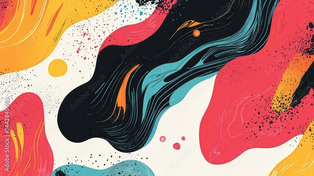 Poster a visually engaging modern abstract background with bold, vibrant colors and intricate dynamic shape