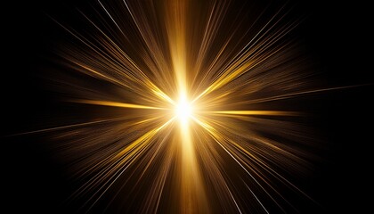 Fototapeta premium golden light burst with lens flare on black background