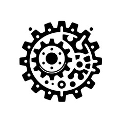 Abstract Black & White Gear System Illustration