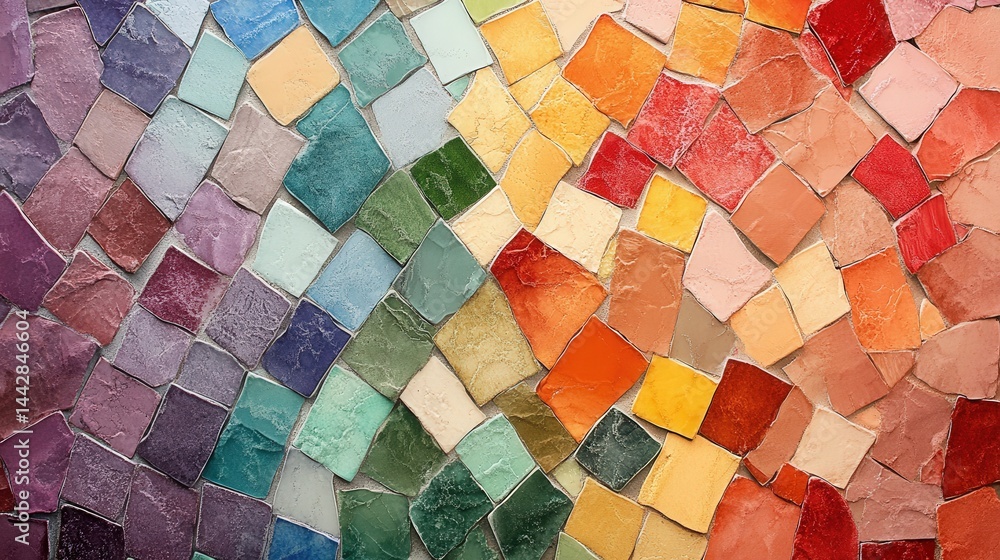 Aufkleber a vivid collection of mosaic tiles, each one a different color, creating a bold and artistic stateme