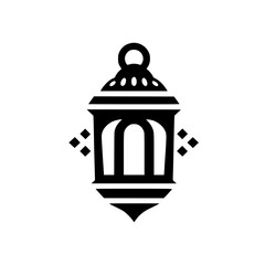 Simple Black Silhouette Icon of Traditional Islamic Ramadan Lantern (Fanoos)