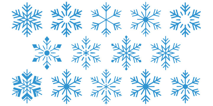 set of black vector various snowflakes silhouettes icon