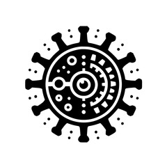 Obraz premium Abstract Biological Machine Icon: Virus and Technology Fusion Symbol