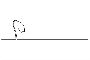 Growth plant in continuous single Line art drawing. Sprout with leaves in simple linear style isolated one line vector illustration