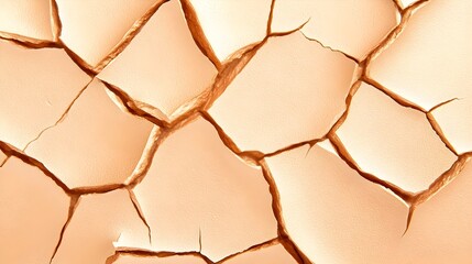 Close-up of cracked, pale-orange earth, showing aridity and dryness