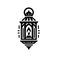 Simple Black Ramadan Fanoos Lantern Icon - Traditional Islamic Design Graphic