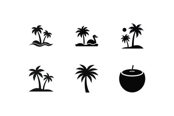 a vector illustration set of palm tree silhouette.