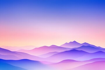 Pastel-hued mountain range at sunrise/sunset, soft gradients of pink, purple, and blue
