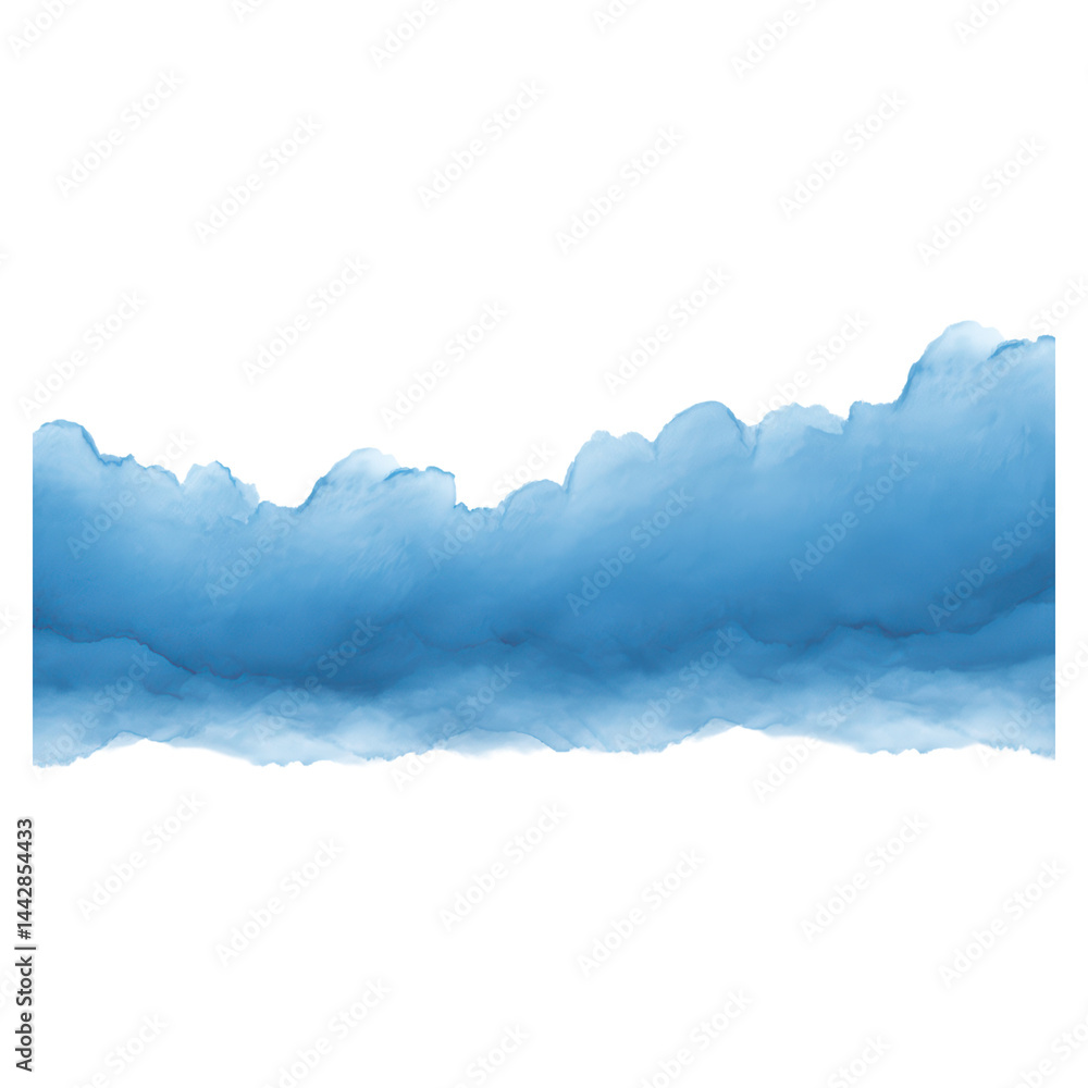 Poster soft blue abstract background with gentle cloudy texture design, isolated on transparent background.