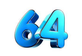 Blue number 64 3d illustration. Advertising signs. Product design. Product sales