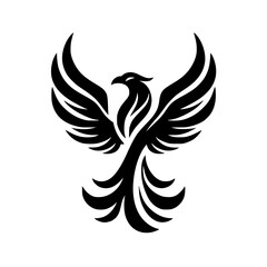 Obraz premium Stylized Black Phoenix Emblem - Mythical Bird Symbol of Strength and Rebirth
