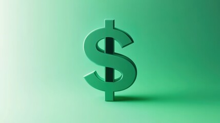 Obraz premium 3D green dollar sign on gradient green background.