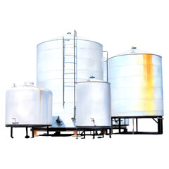Obraz premium Large Industrial Storage Tanks on White Background, isolated on transparent background.