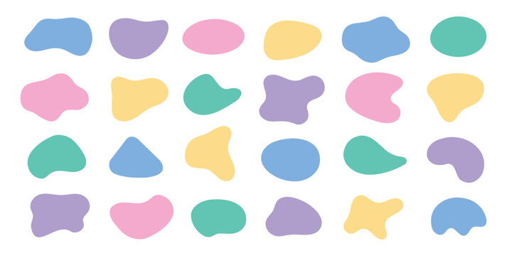 Abstract freeform collection. Simple liquid amorphous shapes. Colourful blob shapes