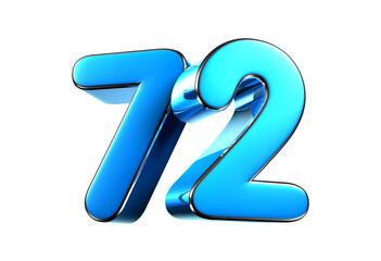 Blue number 72 3d illustration. Advertising signs. Product design. Product sales