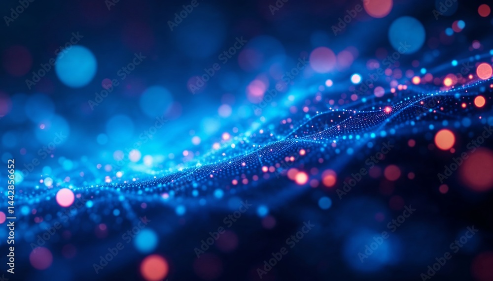 Poster digital flow: a mesmerizing depiction of the digital realm, showcasing a network of connected data s