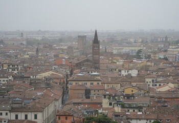 Obraz premium Verona aerial cityscape from San Pietro castle, Veneto, Italy