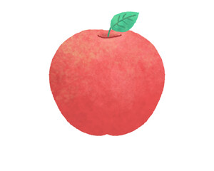 葉っぱのついた手描き風の赤いりんごのイラスト